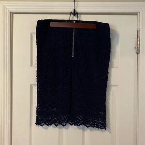 DOWN East Navy Blue Crochet Lace Pencil Skirt